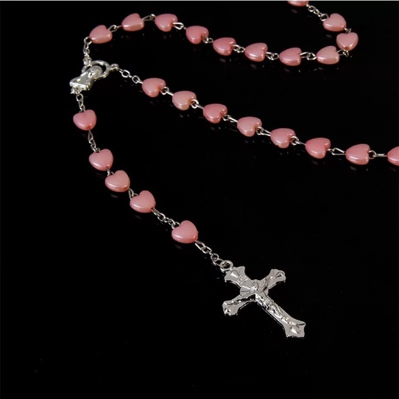 Catholic porcelain white rosary prayer necklace, - Picture 3 of 7